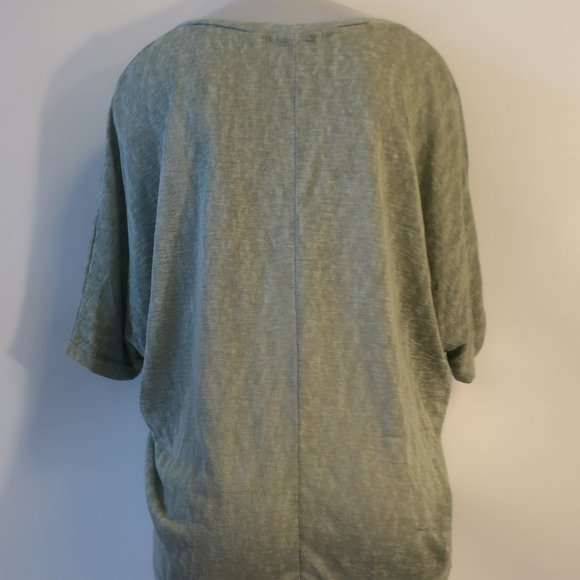 Womens Free For Humanity Sage Green Silver Star V-Neck T-Shirt Top M * - Picture 5 of 7